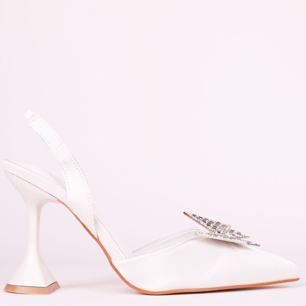 Γυναικείες γόβες open heel με διακοσμητική αγκράφα oem QQ75 ΛΕΥΚΟ